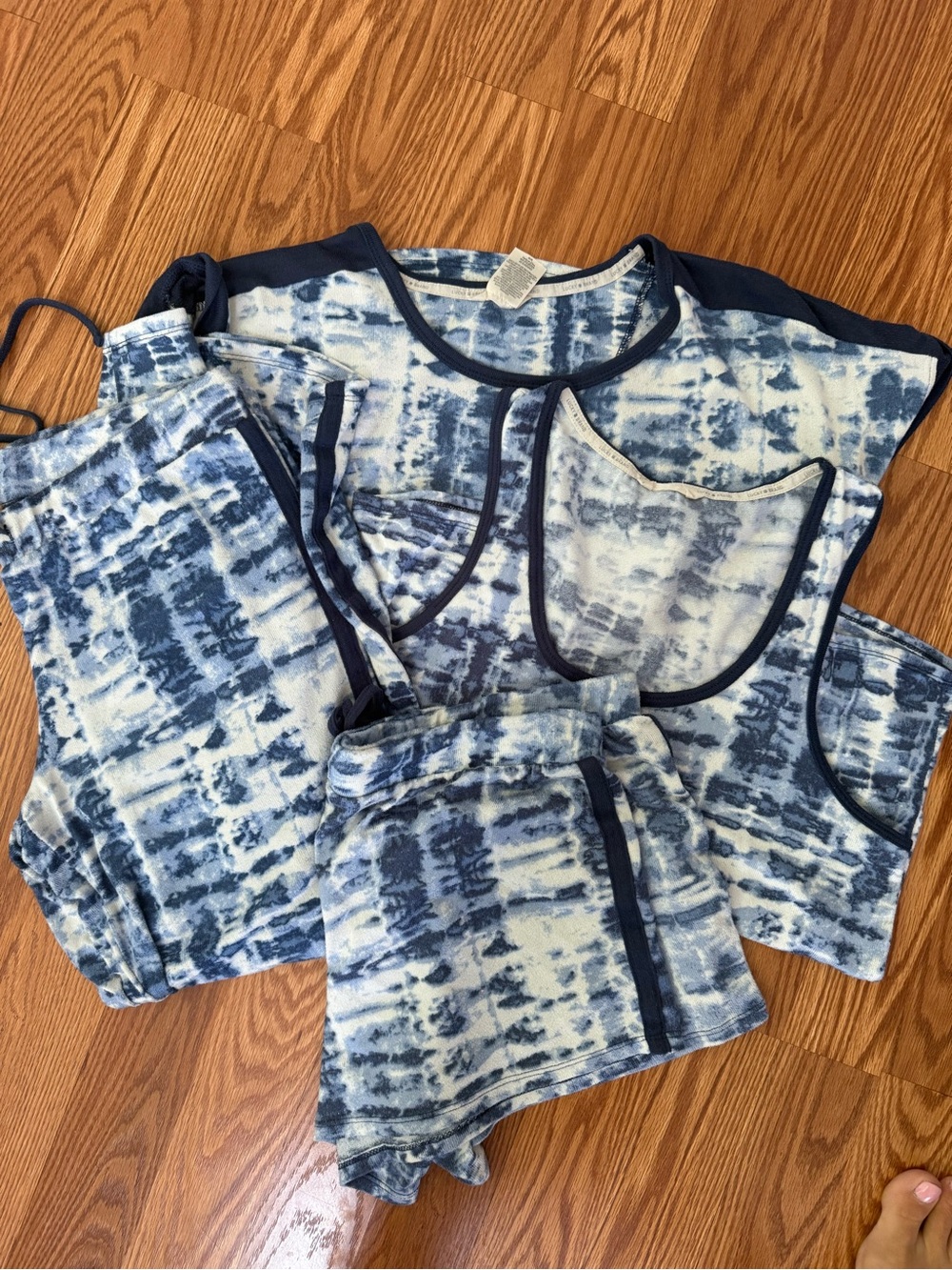 Lucky Brand Blue Tie-Dye Top with Navy Trim